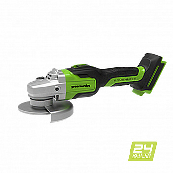 Угловая шлифовальная машина, аккумуляторная Greenworks GD24AG, 24V, бесщеточная без АКБ и ЗУ