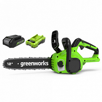 Цепная пила аккумуляторная GreenWorks GD24CS30, 24V, 30см, бесщеточная, с АКБ 4 АЧ и ЗУ