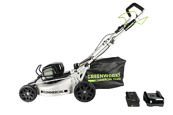 Газонокосилка самоходная, аккумуляторная Greenworks GC82LM51SPK5, 82V, 51 см, бесщеточная, без АКБ и Газонокосилка самоходная, аккумуляторная Greenworks GC82LM51SPK5, 82V, 51 см, бесщеточная, без АКБ и