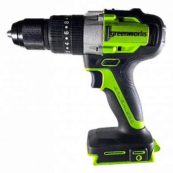 Дрель-шуруповерт аккумуляторная Greenworks GD24DD60K2, 24V, c 1хАКБ 2 А.ч и ЗУ в кейсе