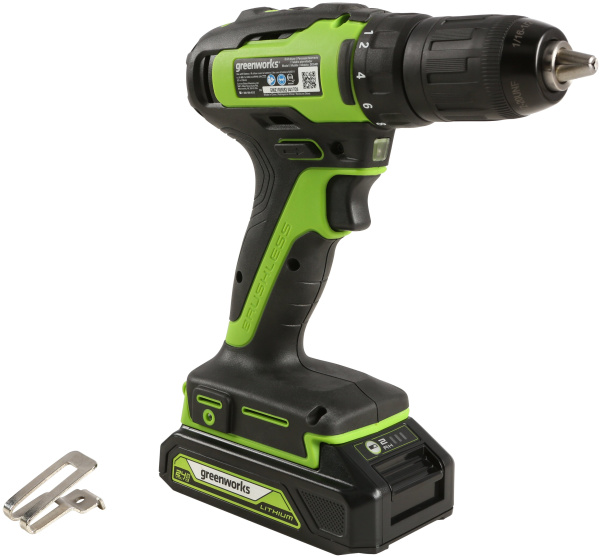 Дрель-шуруповерт аккумуляторная Greenworks GD24DD35K2, 24V, c 1хАКБ 2 А.ч и ЗУ в кейсе Дрель-шуруповерт аккумуляторная Greenworks GD24DD35K2, 24V, c 1хАКБ 2 А.ч и ЗУ в кейсе